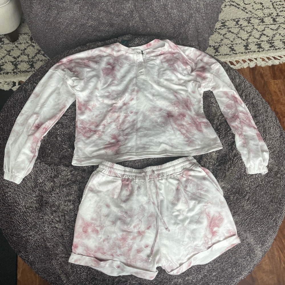 Missguided pink tie dye loungewear set